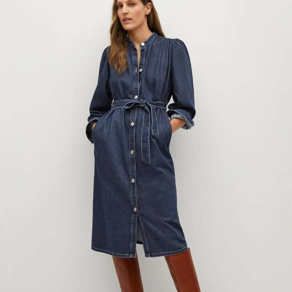 Mango Demin Belted Shirt Dress NWT